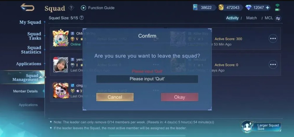 Cara Keluar dari Squad ML