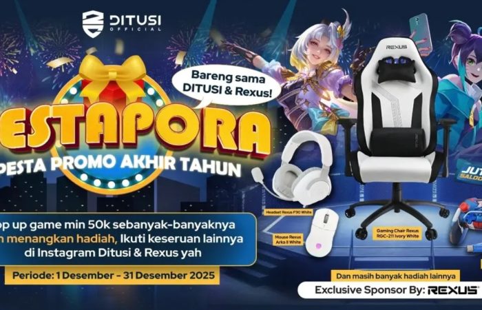 PESTAPORA - Pesta Promo Akhir Tahun Berhadiah Gaming Setup REXUS Mewah dan Jutaan saldo Ditusi!