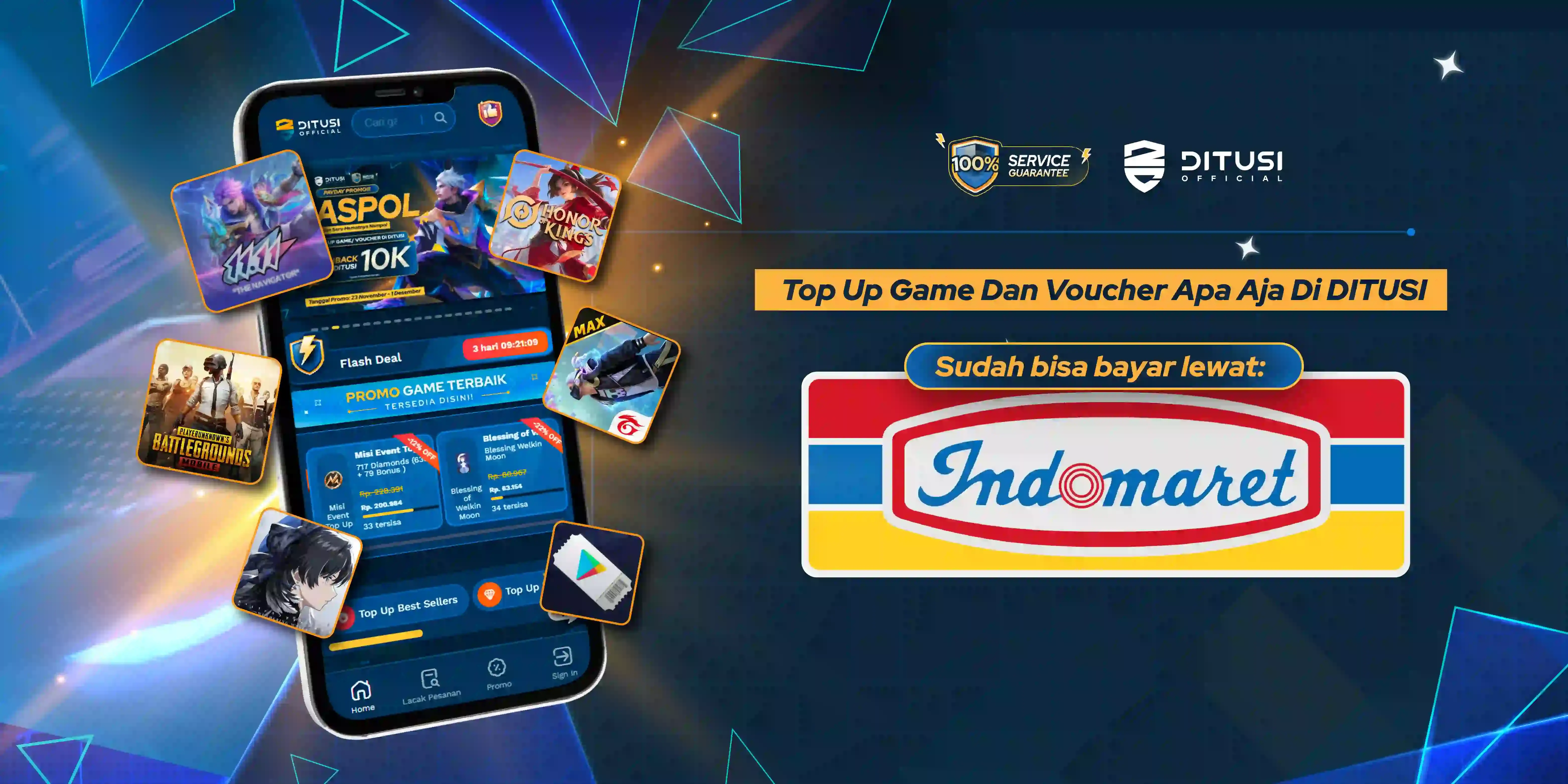 Top up game dan Voucher di DITUSI sudah bisa bayar pakai INDOMARET